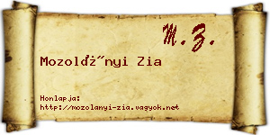 Mozolányi Zia névjegykártya